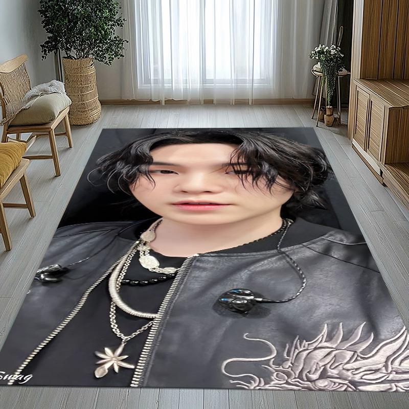 SUGA Agust D Kpop B-BTS Ковер для гостиной Нескользящий Мягкий ковер для спальни Детской игровой комнаты Дивана, Домашний декор Придверный коврик Подарок 40x60cm