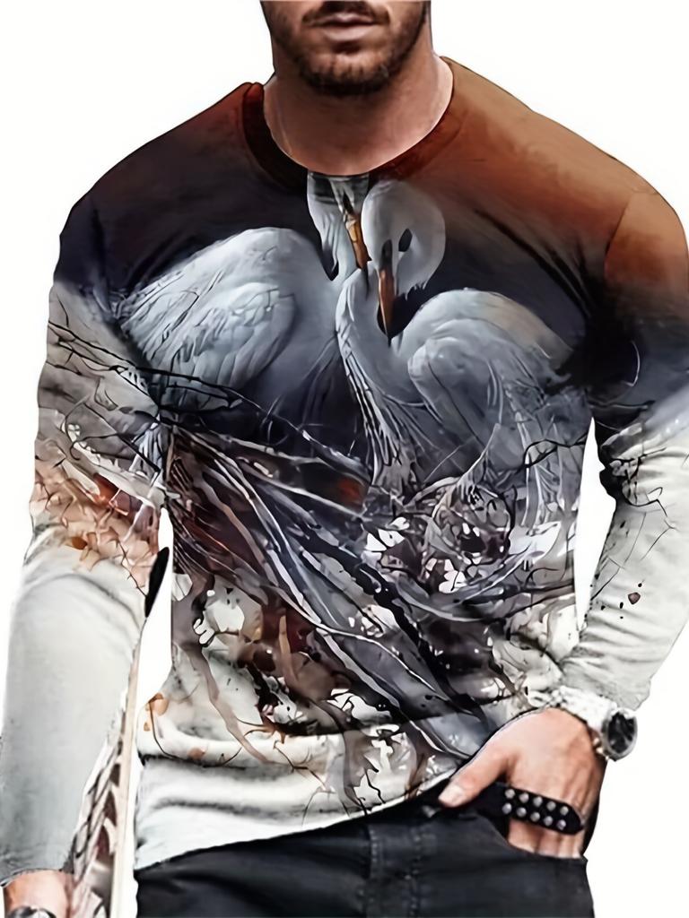 Fashion Lion 3D Printing Men's Long Sleeve T Shirt Autumn Pullover Comfortable Fit Street Casual Oversized Harajuku Shirt Tops