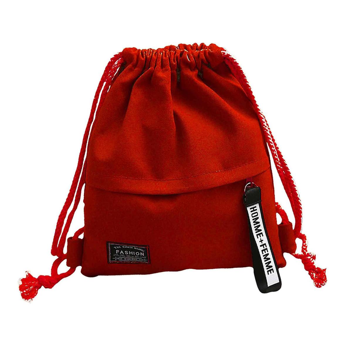 Schulrucksack aus Canvas mit doppelten Schultergurten, Kordelzug-Rucksack, Kordelzugtasche, tragbarer Freizeitrucksack für Damen und Herren, Reiserucksack-A-DH