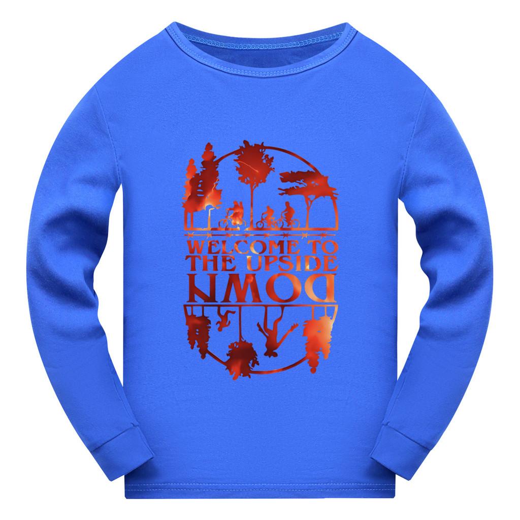 5278 Boys Girls Stranger Print Long Sleeves T-Shirt