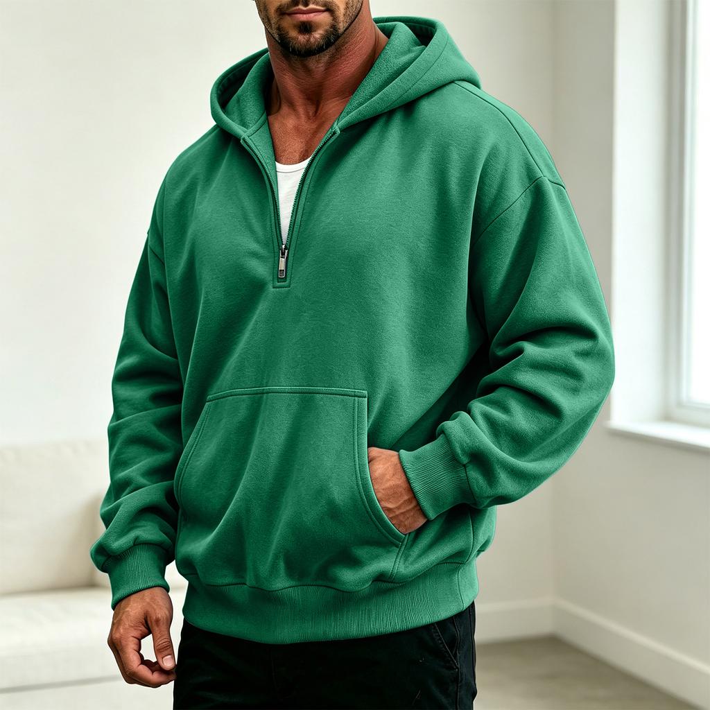 Herren Freizeit Kapuzenpullover mit Vierteltasche für den Alltag