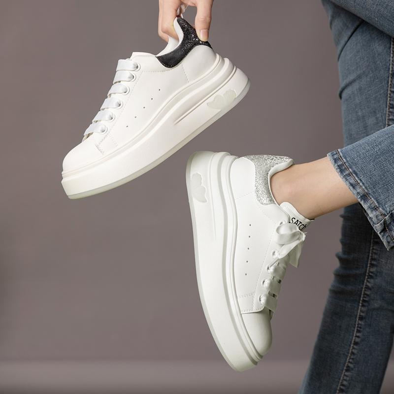 Sweet Cool Color Contrast Little White Shoes