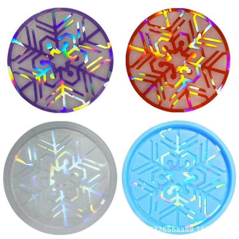 Licht Schatten Silikon Epoxid Schneeflocken Form Runde Glas Teekanne Matte Tablett Form Schmuckherstellung Form für Heimdekorationen