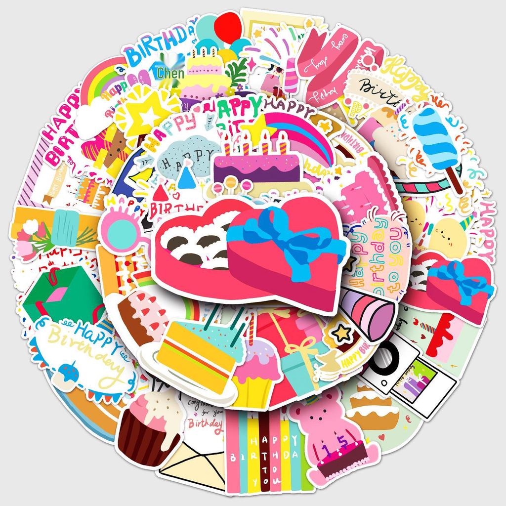 50 Cute Waterproof Cartoon Stickers: Birthday, Phone Case, and Suitcase Decoration