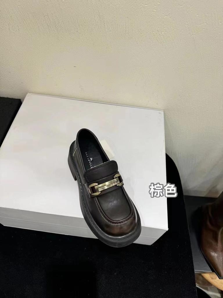 Soft leather platform loafers women's 2025 new autumn British style small leather shoes one-pedal single shoes Mary Jane women's shoes