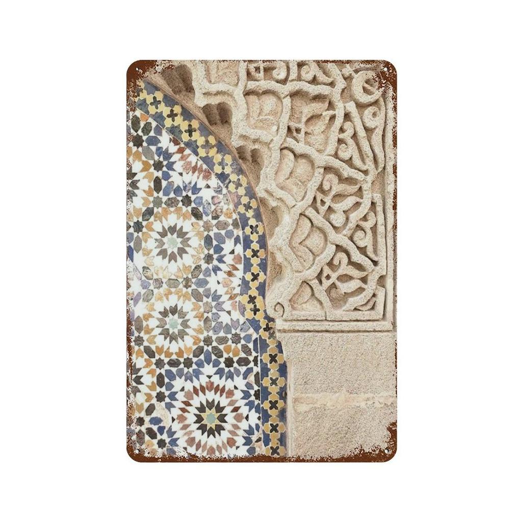 Islamische Beige Landschaft Kunst Poster Drucke Moschee Marokko Wand Metall Zeichen Böhmen Bild für Wohnzimmer Kaffee Bar