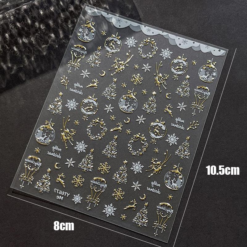 Gold-Stamped Christmas Elk Nail Art Stickers Christmas Series Snowflake Wreath Decorative Stickers