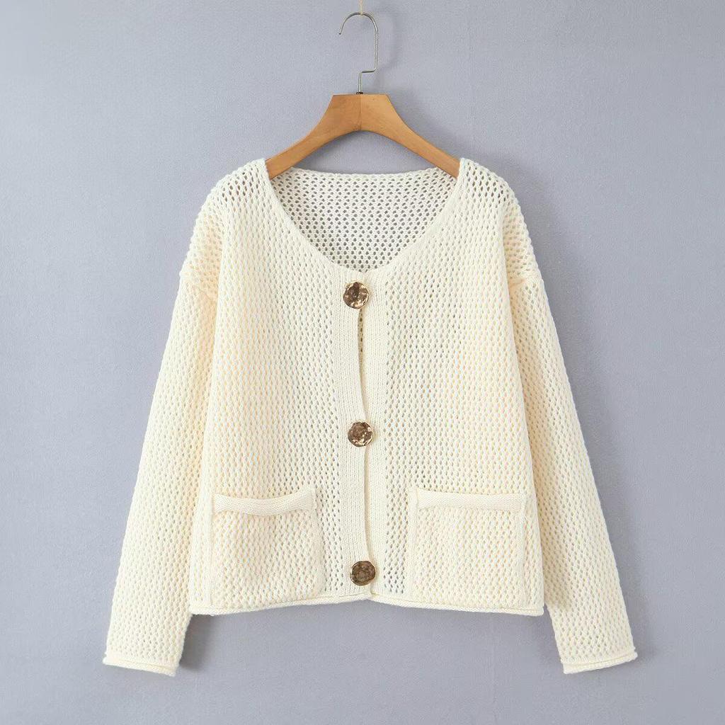 Women's Fashion Thick Knit Cardigan with Metal Buckle - Trendy European and American Style Sweater