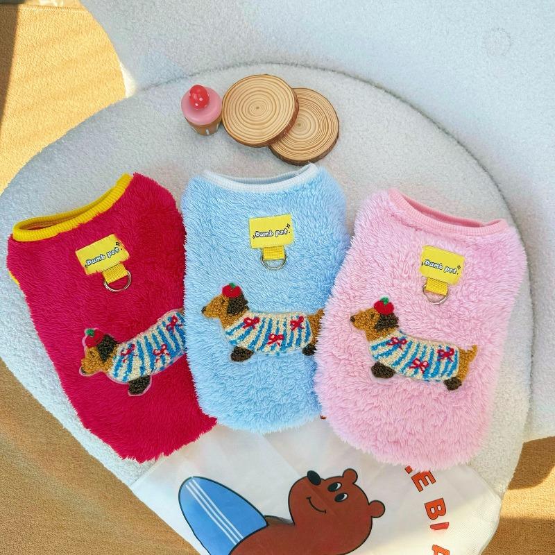 Dog and Cat Clothing - Autumn and Winter Style - Cute Double-sided Plush Thick Pullover for Home Warmth - Pet Clothing