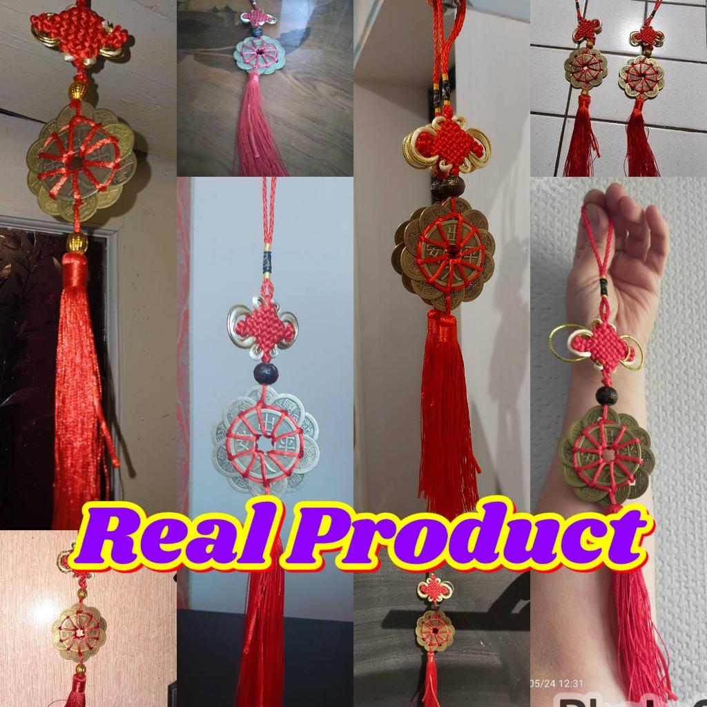 Thai Amulet Feng Shui Mystic Knot 10 Coins Buddhist Retro Vintage Protect Charm Talisman Powerful Wealth Success Health Luck Jewelry