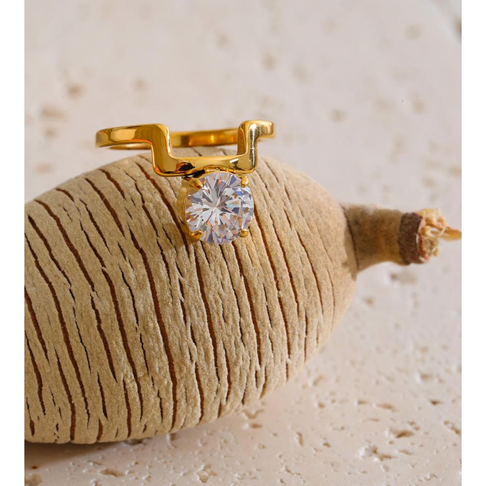 Yhpup Size 678 AAA Shiny Cubic Zirconia Golden Ring Stainless Steel Trendy New Arrivals 2026 Finger Jewelry