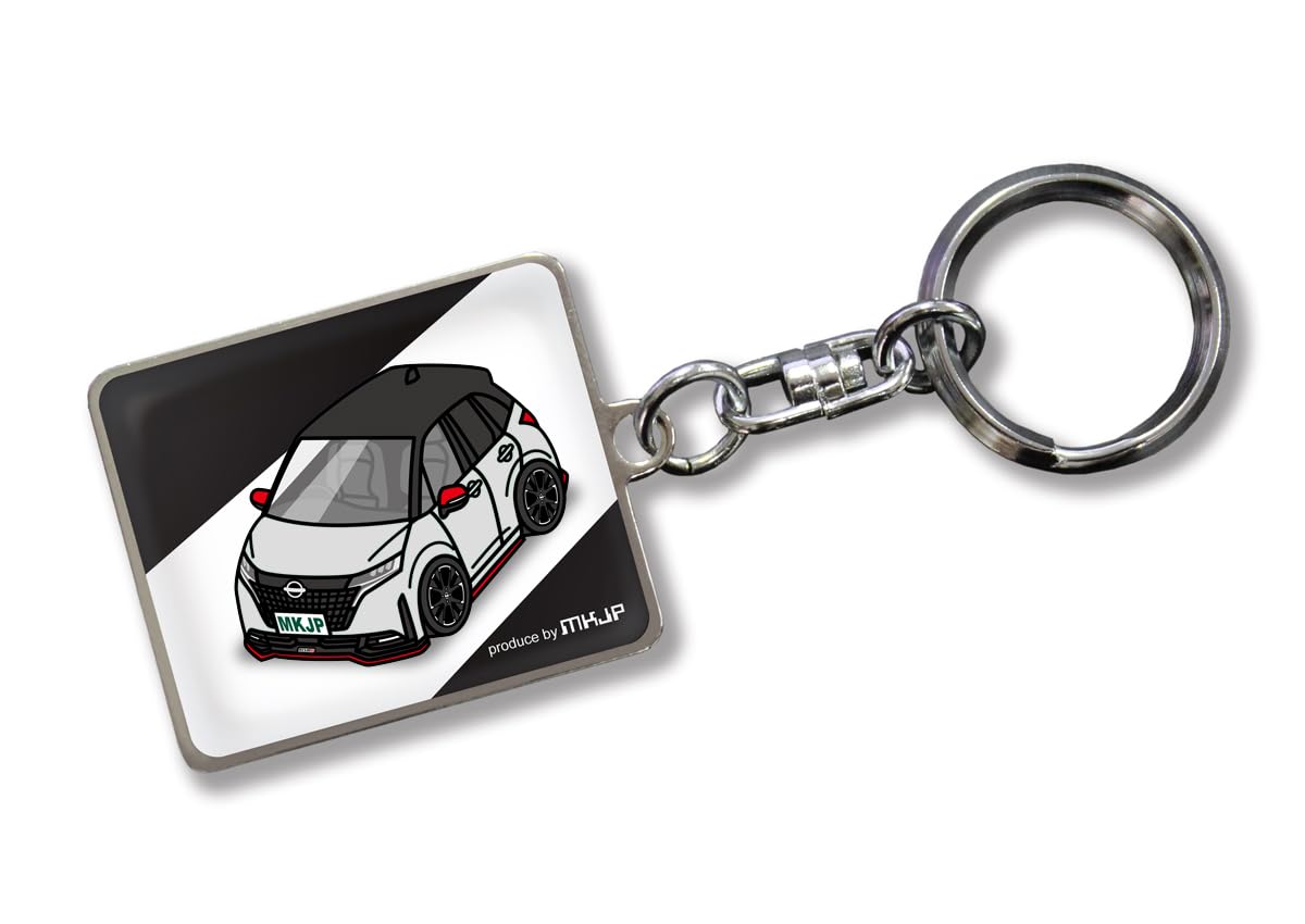 

[MKJP] Custom Keychain, Base Black, for Nissan Note Aura, Nismo, and FE13, Silver