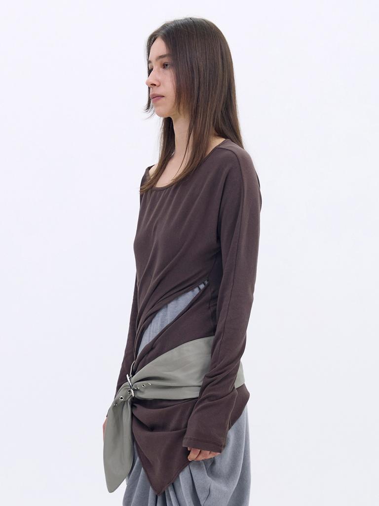 CERRIC Draped Hook Top _ Brown