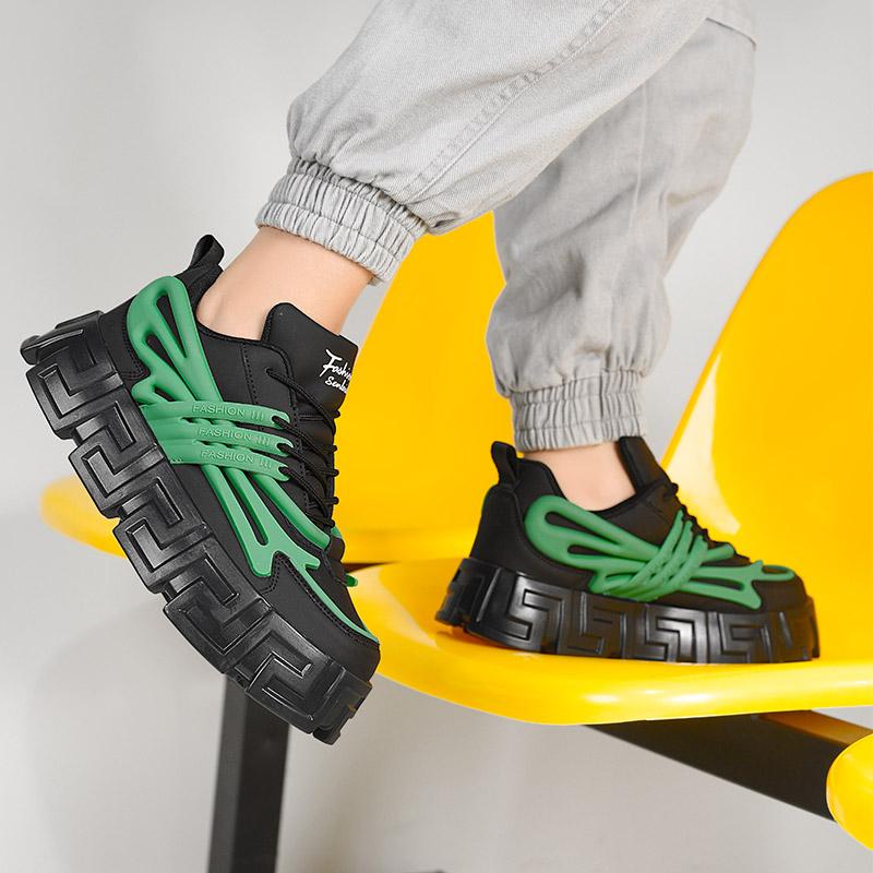 [Physisches Bild]Frühling Herbst Originaldesign 7 cm Erhöhungseffekt Herrenschuhe Täglich Schwarz Hombre Teenager Lässig Kleid