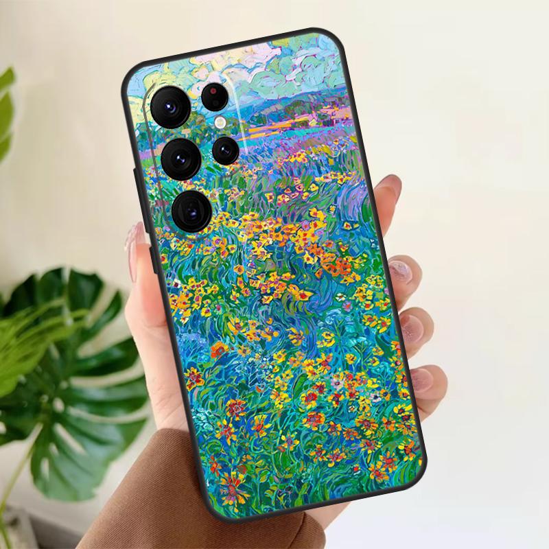Colourful Flower Painting Art Soft Case For Samsung Galaxy S24 Ultra S21 S22 S23 S25 Plus S20 FE S9 S10 S23 FE Phone Cover
