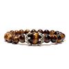 Noter Natural Tiger Eye Bracelets Men Antique Crown Braslet 8mm Obsidian Lava Stone Brazalete Male Accessories Pulseira Armband