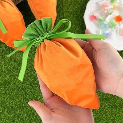 Easter Carrot Gift Bags Polyester Candy Packaging for Holiday Gifts Storage Decoration Easter Candy Bags Easter Decorations