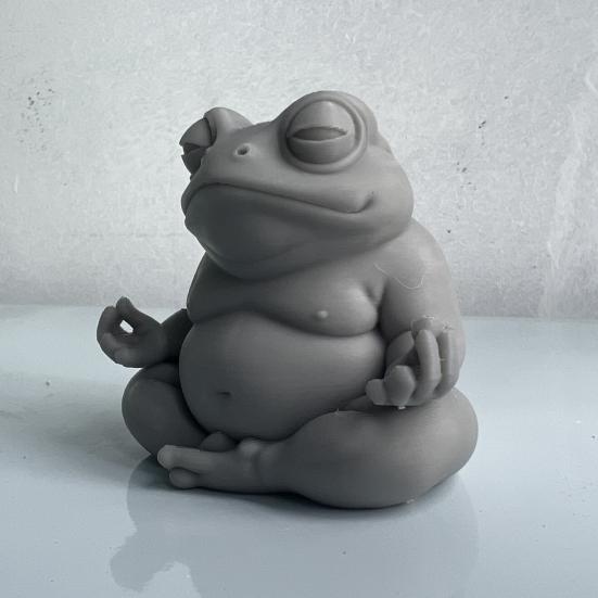 Zen Frog Ornament Frog Sitting In Meditation Figurine 3D Printed Desktop Frog Statue for Home Office Bookshelves Cabinet Decoration