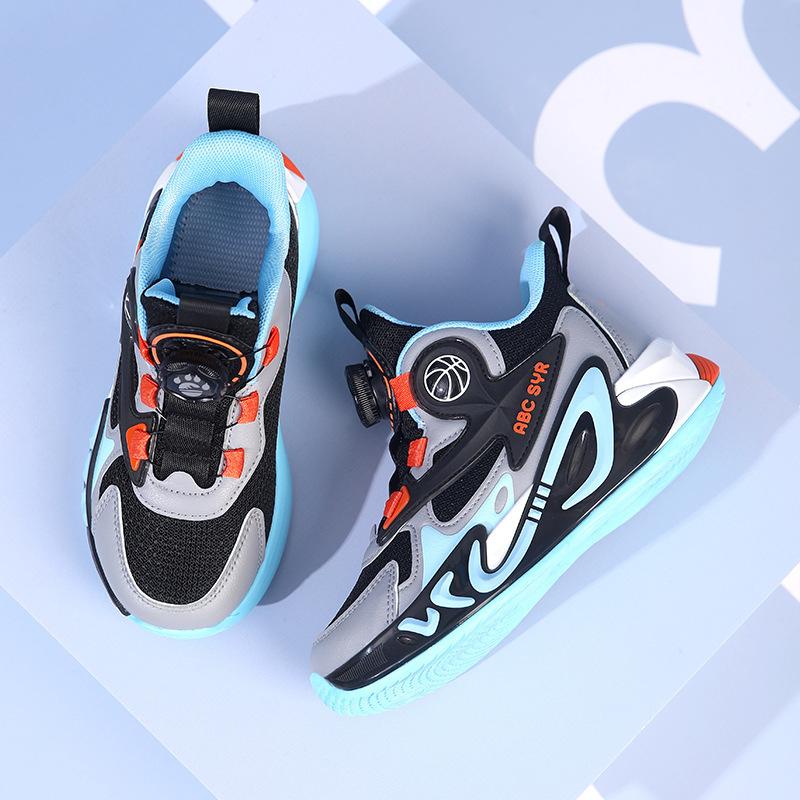 Children's Basketball Shoes Boys Shoes 25 Spring New Rotating Buckle Mesh Boys Sports Shoes Running Sports Shoes