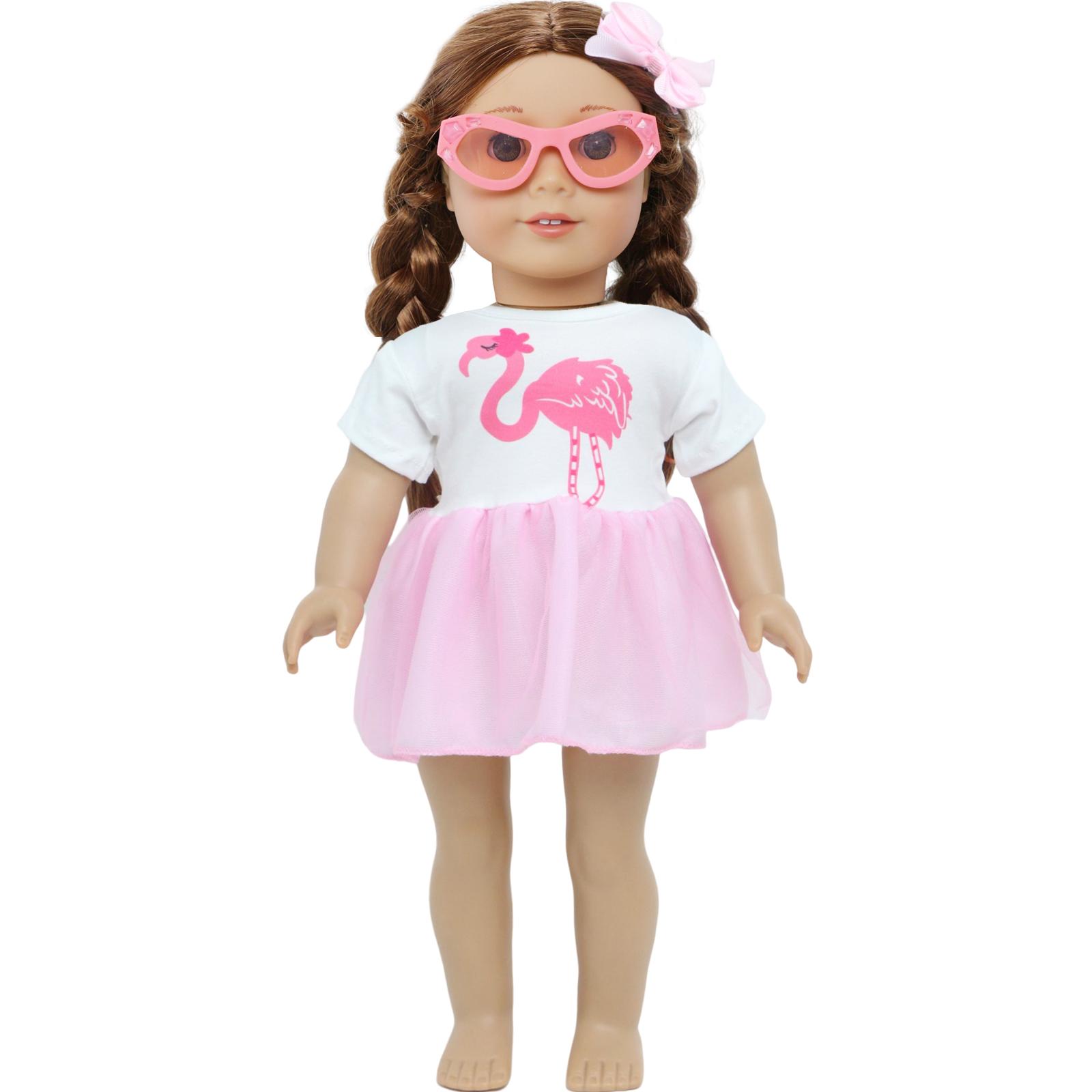 

Платье для кукол 18 дюймов, одежда с очками, модный игровой набор, аксессуары для кукольного домика, наряд для куклы 45 см, игрушка для девочек, подарок на день рождения(НЕТ КУКЛ)