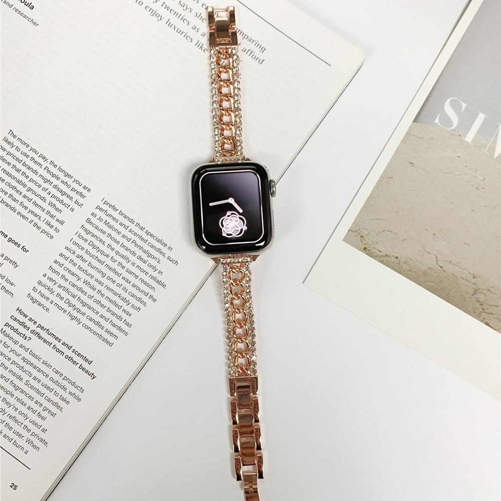 Luxury Diamond Band for Apple Watch Series Ultra 9 8 7 41 45mm Stainless Steel  Bracelet for IWatch 4 5 6 40 44mm 38 42mm Strap