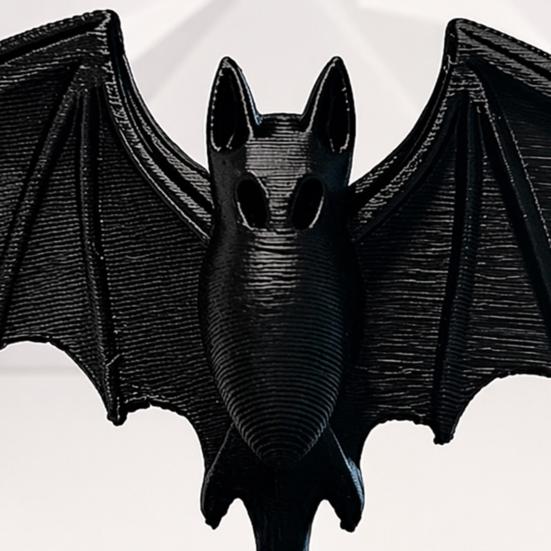 Huaqianguhh 3D Printed Gothic Black Bat Statue, Figurine with Stable Round Base, Halloween Tabletop Decor for Home, Dining Table & Party, Witchy Gift