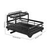 Carbon Steel Dish Drying Rack Kitchen Plates Organizer with Drainboard Over Sink Countertop Cutlery Storage Holder Supplies