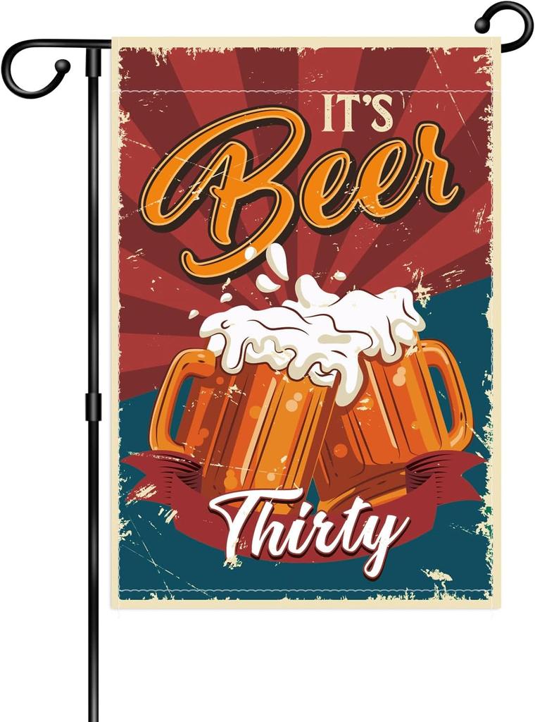 WHPCT It's Beer Thirty Garden ag,Funny Garden ag for Outdoor House Drinking ag Yard Decoration,Double Sided 12x18 ssa EEN