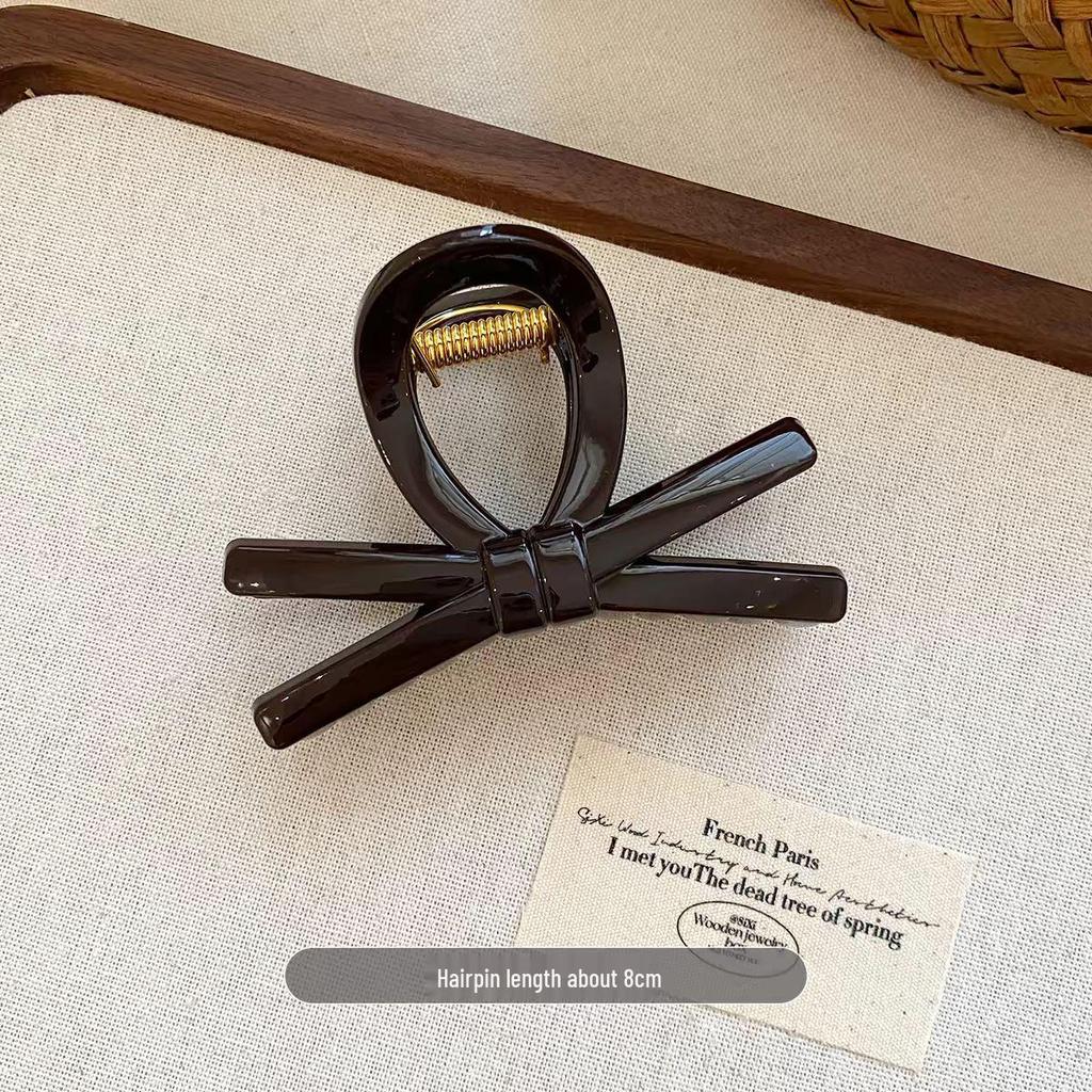 Korean Leopard Print Bow Hair Claw: Extra Large High-End Half Updo Clip for Women