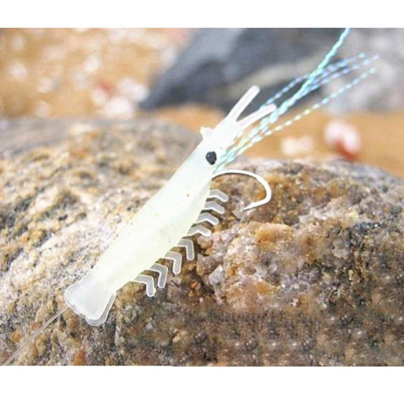 5 sztuk / zestaw Luminous Shrimp hook przynęta wędkarska pojedynczy haczyk przynęta przynęty hak miękka przynęta fałszywa miękka przynęta