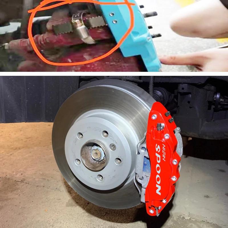 4 Pcs Fixing By Screws Aluminum Metal Brake Caliper Cover With Spoon Sticker Logo For Accessories
