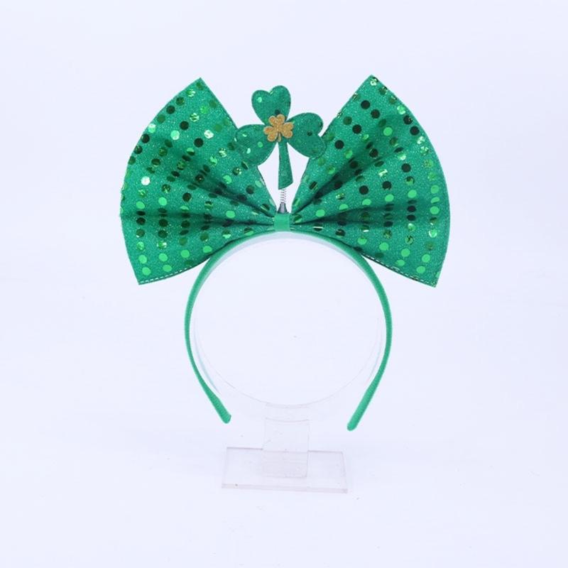 Irish Leprechaun Bowknot Hair Hoop Fashion Statement Karaoke Party Leprechaun for Irish Day Stage Photo Props