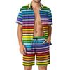 Conjuntos de Camisetas Arcoíris Impresión 3D para Hombre Moda Casual Manga Corta Camisas Pantalones Cortos Oversize Ropa de Calle Hawaiana Trajes Ropa