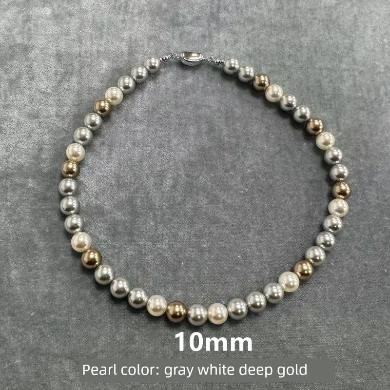 

New Arrival Luoluo Pearl Maillard Style Gentle Atmosphere Mixed Color Pearl Necklace Clavicle Chain Qingdao Ornament