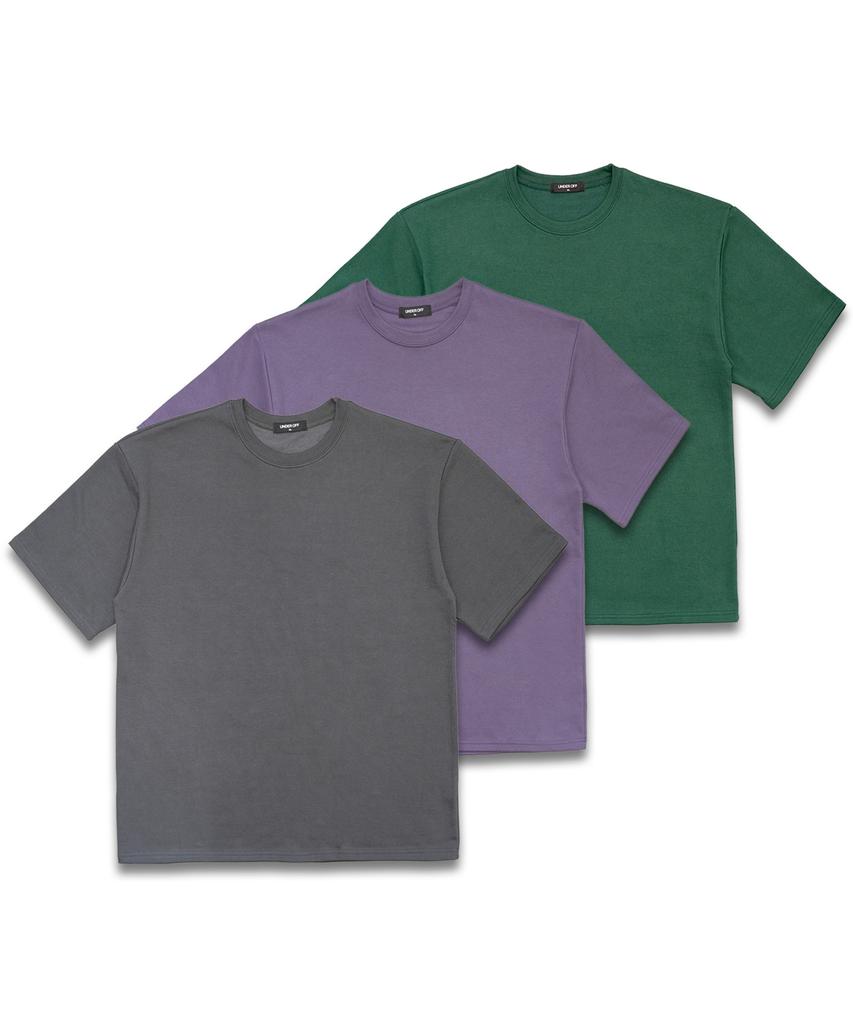 UNDEROFF Oversized Crew Neck Plain Short Sleeve T-Shirt White