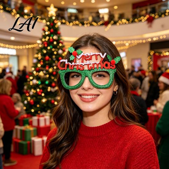 Christmas Decoration Glasses Glasses Glitter Holiday Party Frames Santa Hat Snowman Tree Bear Funny Eyeglasses for Favors