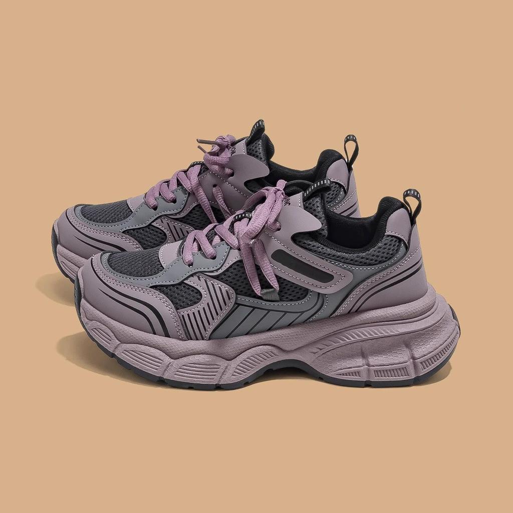 Women's Korean-Style Purple Dad Sneakers - Autumn 2025 Collection, Thick Sole, Versatile & Stylish