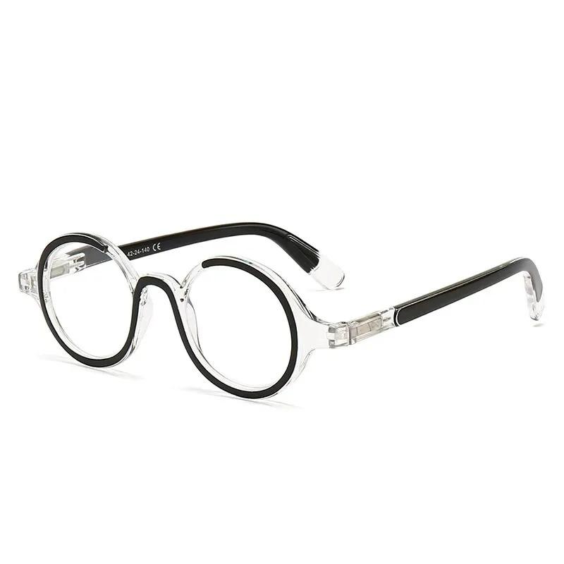 Round Reading Glasses Round Frame Spring Leg Anti-Blue Light Glasses Ultra Light Resin Hyperopia Optical Frame Eyewear