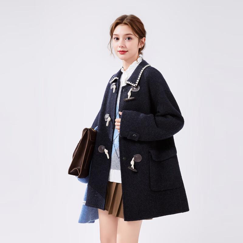 

Women s College Style Wool Blend Toggle Coat M