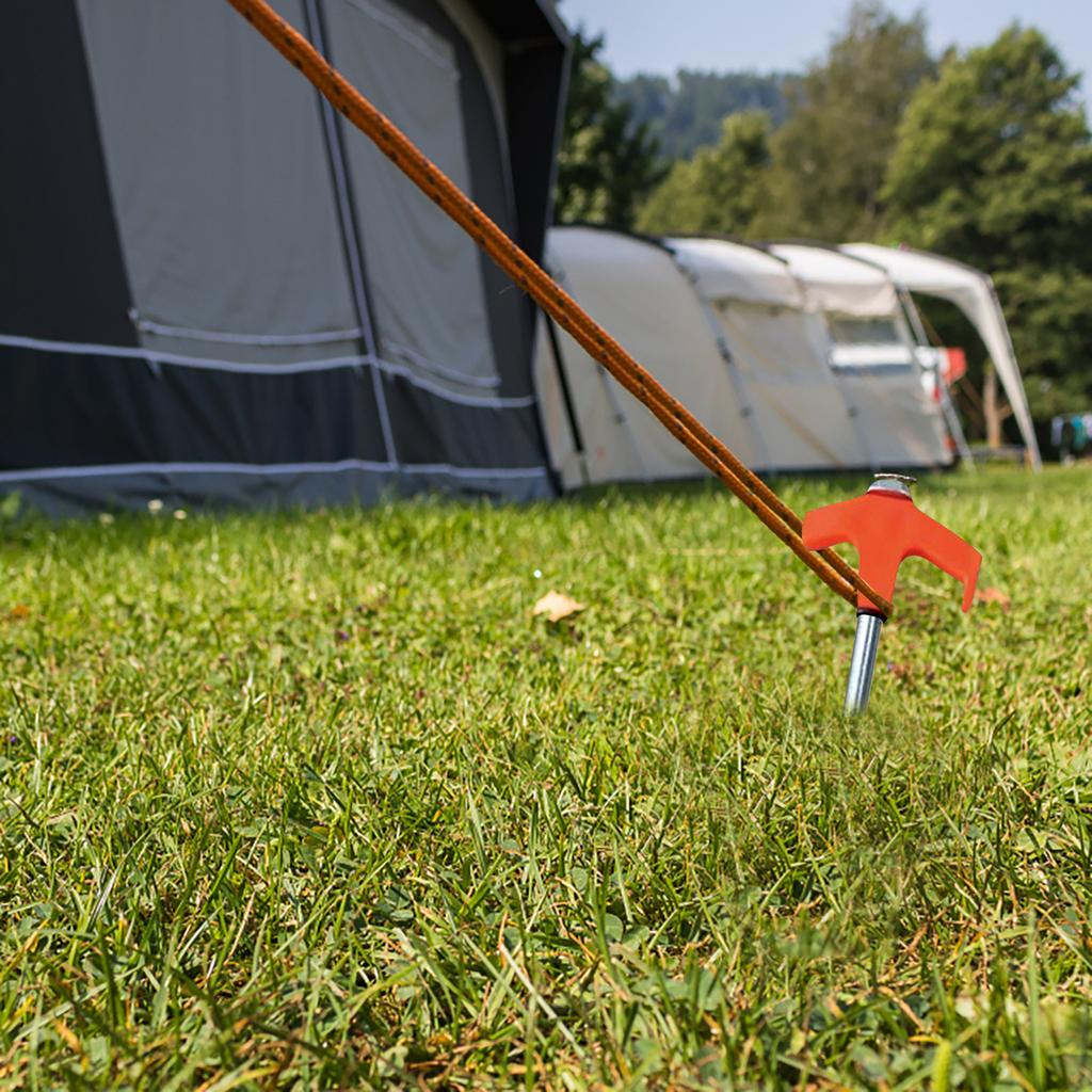 Portable Rotating Plastic Head Ground Screw 8x200mm Heavy Duty Spiral Earth Anchor for Outdoor Tent Canopy and Garden Use