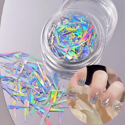 1 Schachtel Unregelmäßiges Holographisches Bruchglas Papier Aurora Nagel Folie Abziehbild Farbverlauf Laser Flakes Aufkleber DIY Zubehör Maniküre Deko