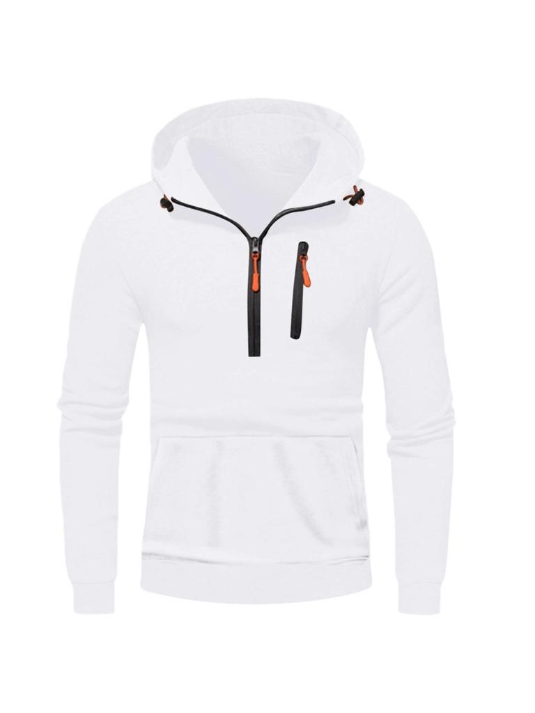 2025 Men's Casual Hooded Pullover Zipper Long Sleeve Sports Sweatshirt for Spring and Autumn