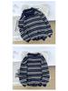 Men's Autumn/Winter High-End Retro Polo Collar Striped Mink Fur Sweater