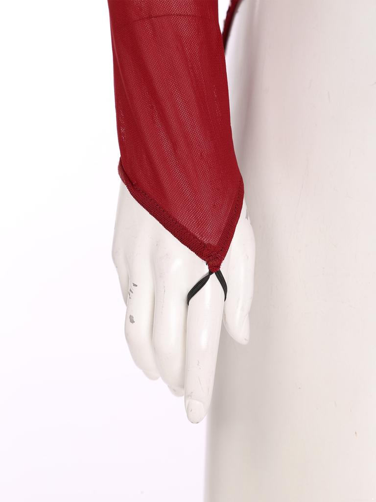 Robe de Patinage Artistique Femme Paillettes Séquins Justaucorps Une Épaule Maille Transparente Manches Longues Col Halter Vêtements de Danse