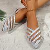 Summer New Mesh Flat Heel Hollow Large Versatile Women's Sandals Fashion Beach Vacation Women's Shoes