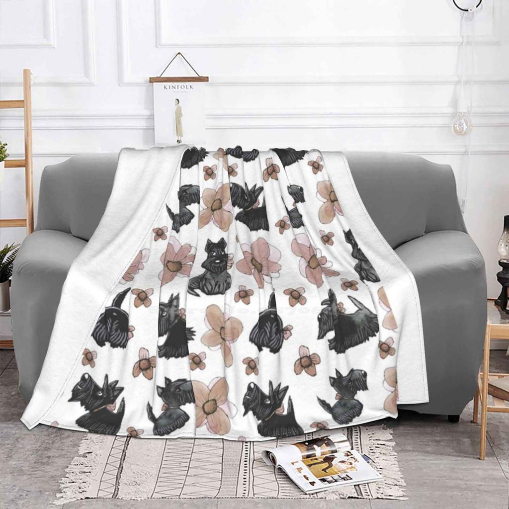 Cute Scottish Terrier Pattern In Calm Colors Latest Super Soft Warm Light Thin Blanket Scottish Terrier Scottie Dog Scottie