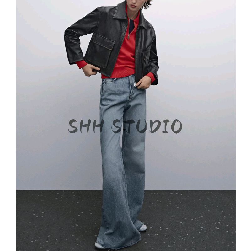 MD New Fall Women's Clothing French Minimalist Pocket Decoration Poly Urethane Leather Leather Short Outwear 4715935