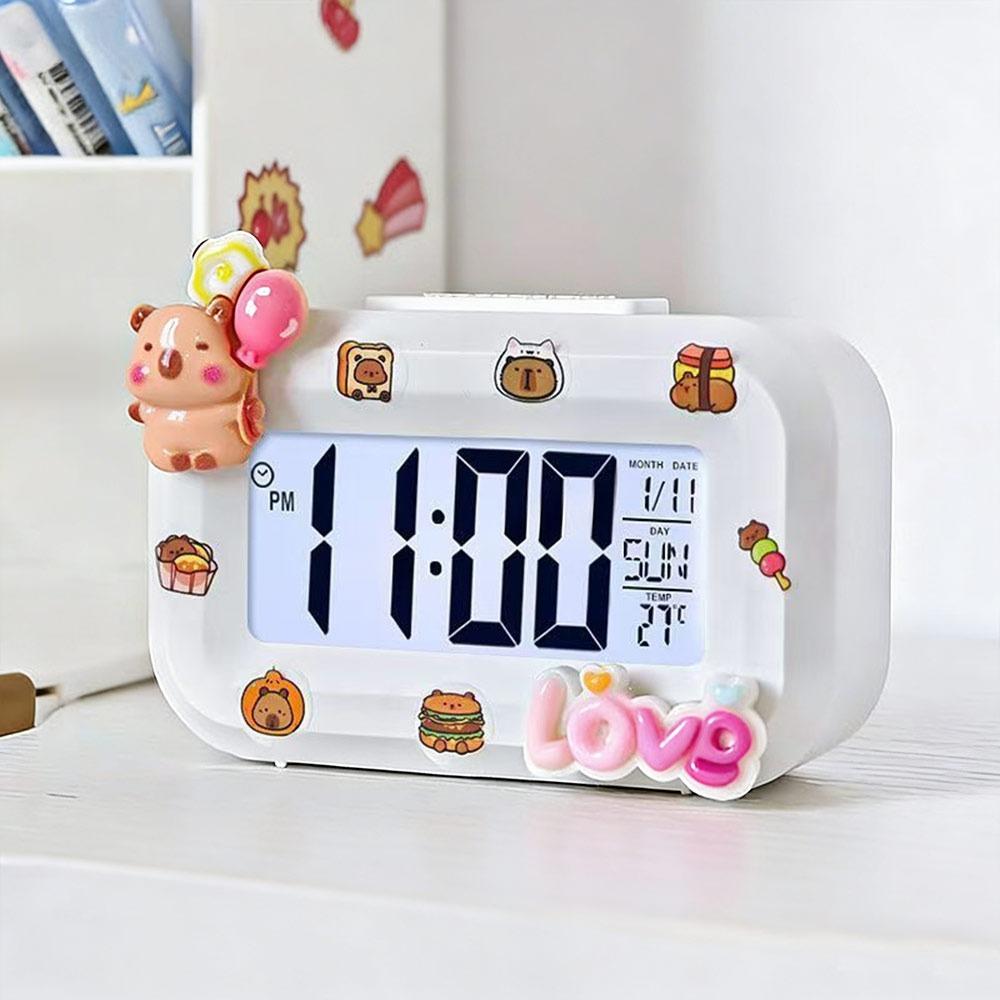 Mini Capybara Alarm Clock Cartoon Desktop Clock Cute LED Digital Clock  Student Dormitory