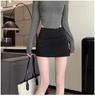 2026 New Black High-Waist A-line Slit Bodycon Half Skirt for Women - Spring/Summer Petite