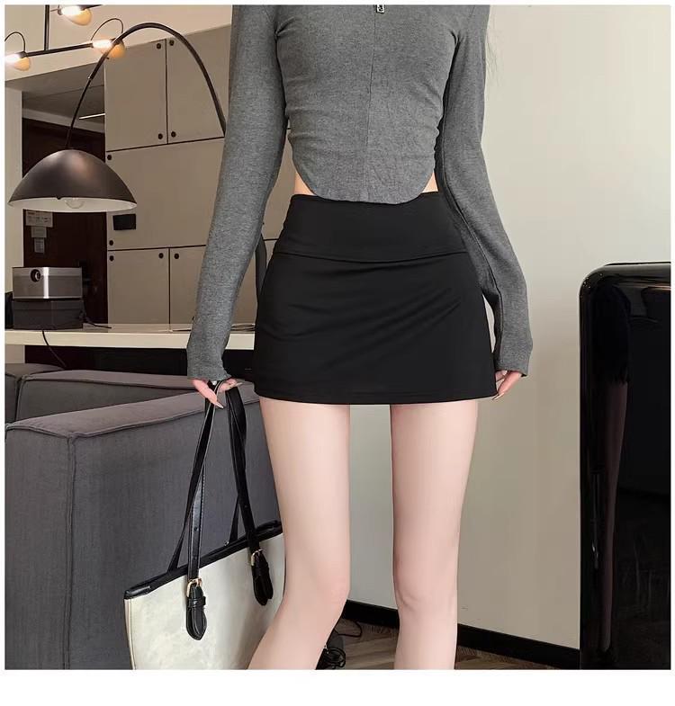 2026 New Black High-Waist A-line Slit Bodycon Half Skirt for Women - Spring/Summer Petite